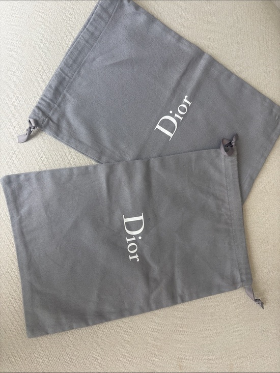 Dior Shoes - Dior Gray Drawstring Logo Dust Bag - White Logo